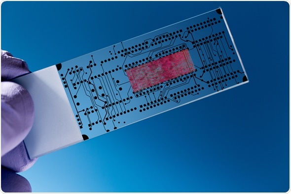Lab on chip (LOC) is device that integrates laboratory functions on nano chip, Image Copyright: science photo / Shutterstock