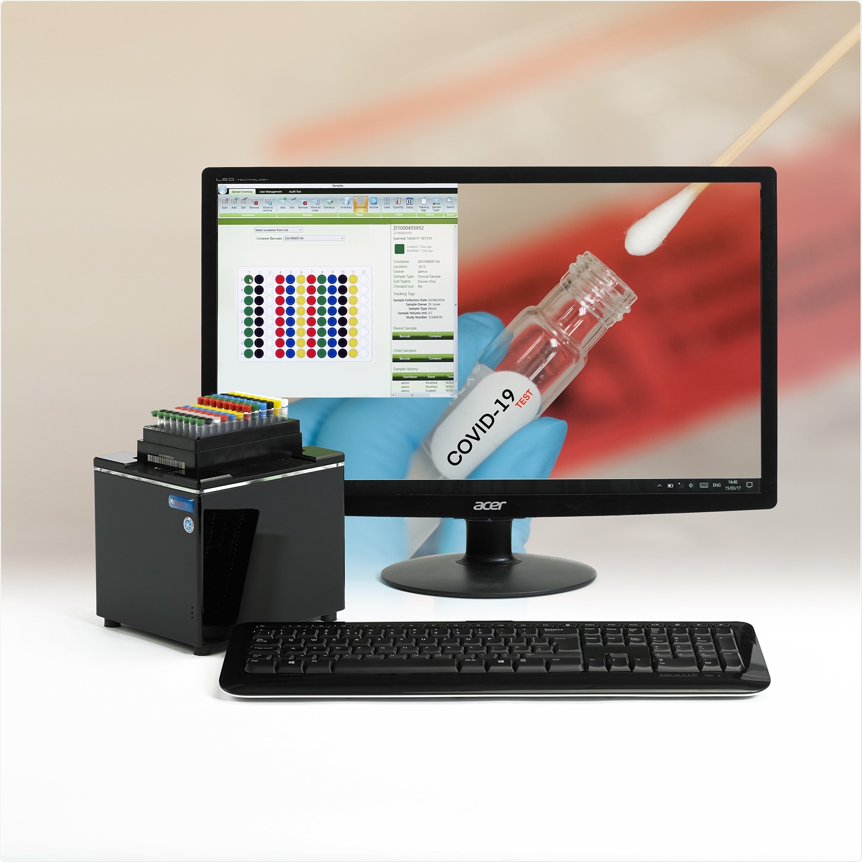 Sample management of Covid-19 cryobox tube racks