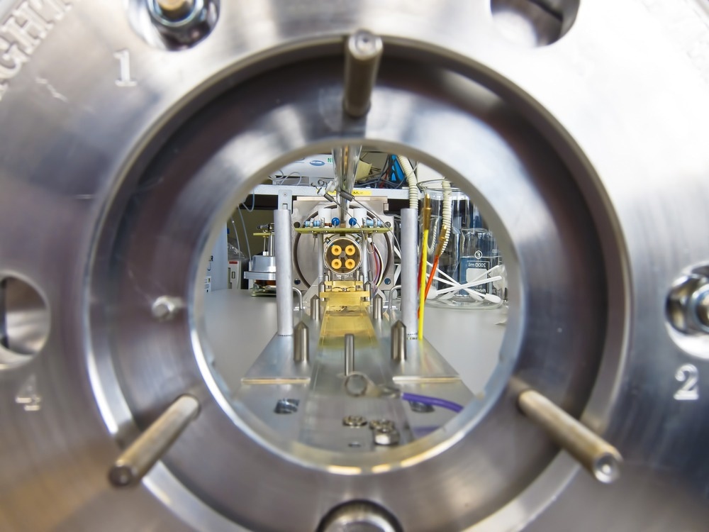 View into the inlet of a flight tube of a triple quadrupole mass spectrometer
