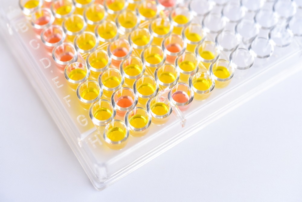 Enzyme-linked immunosorbent assay or ELISA plate, Immunology testing method in medical laboratory