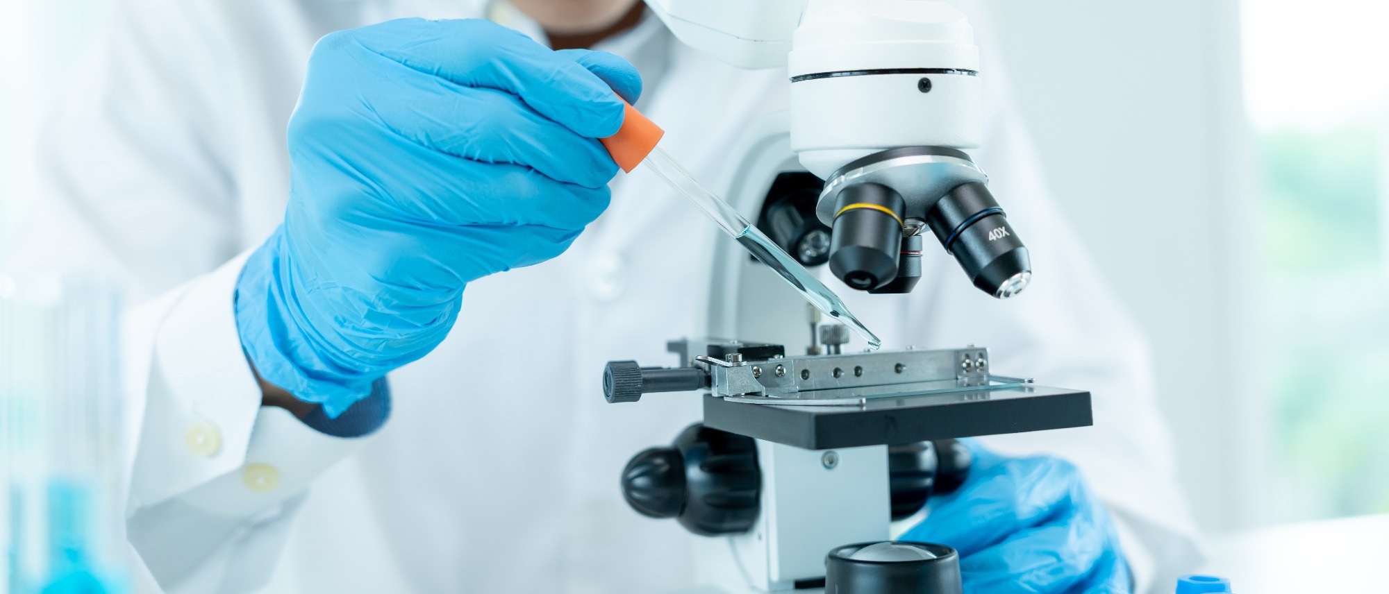 Scientist analyze biochemical samples in advanced scientific laboratory.