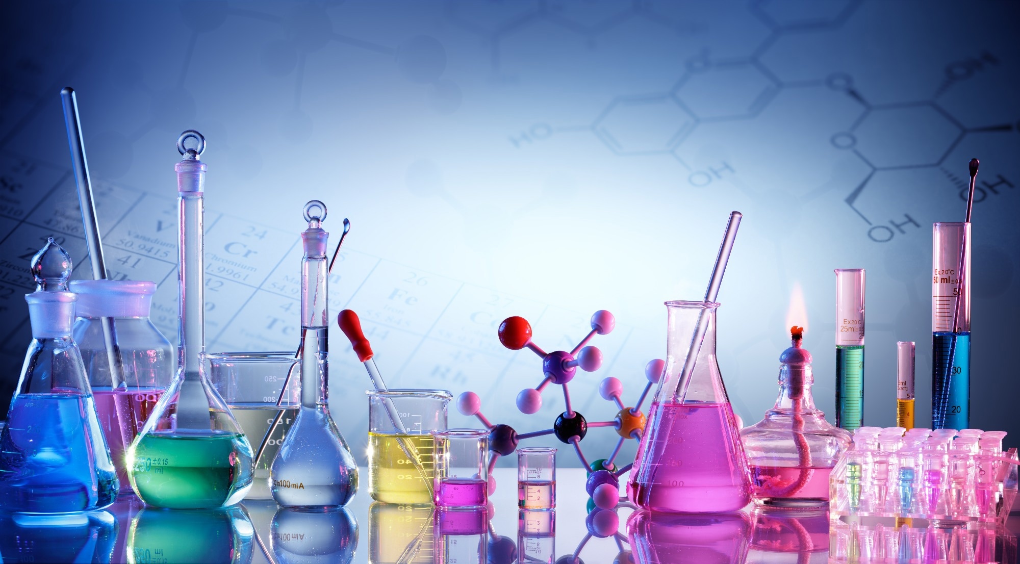 Laboratory Research - Scientific Glassware For Chemical Background.