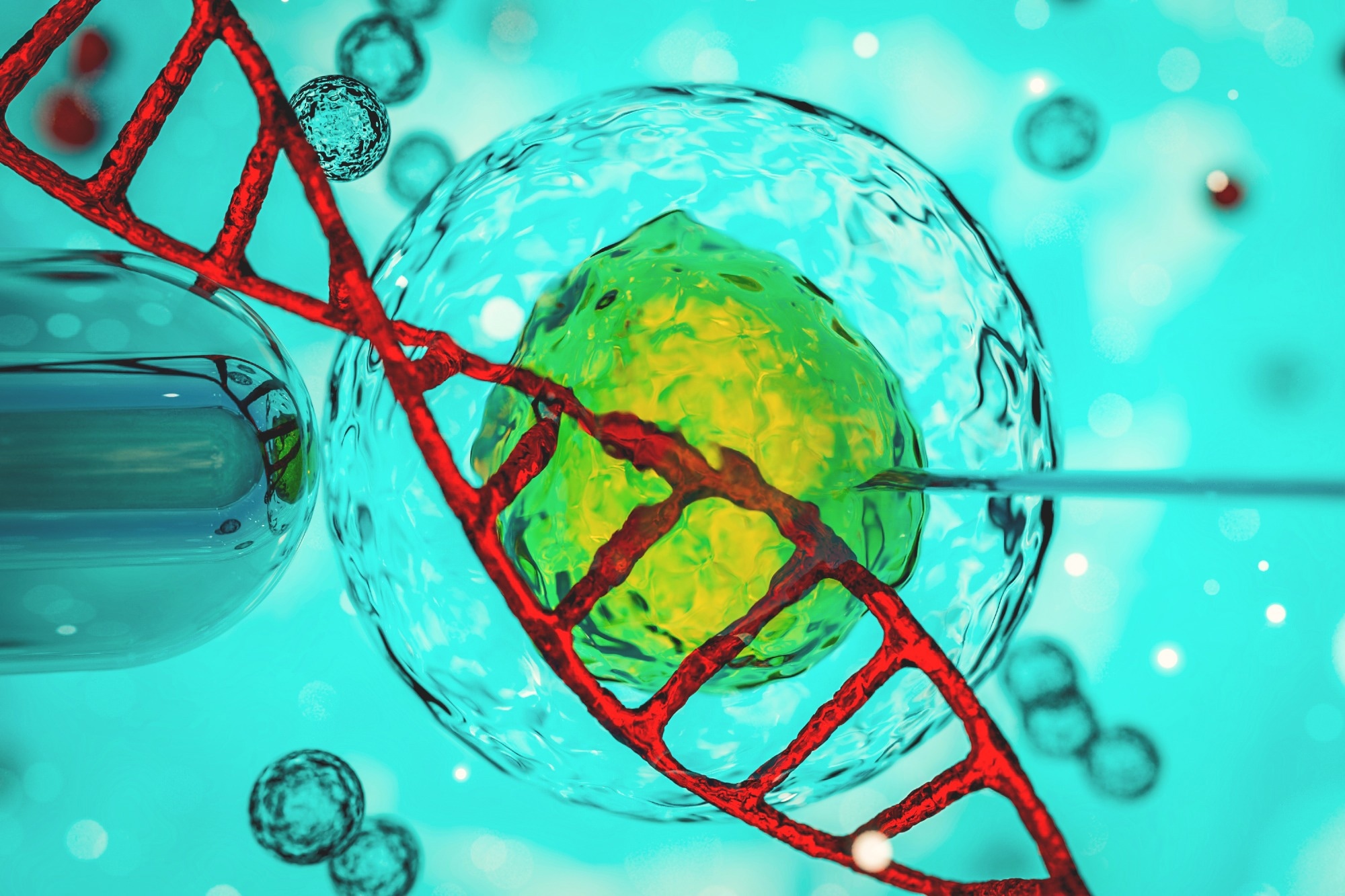 Custom genome editing in vitro of embryo 3D rendering