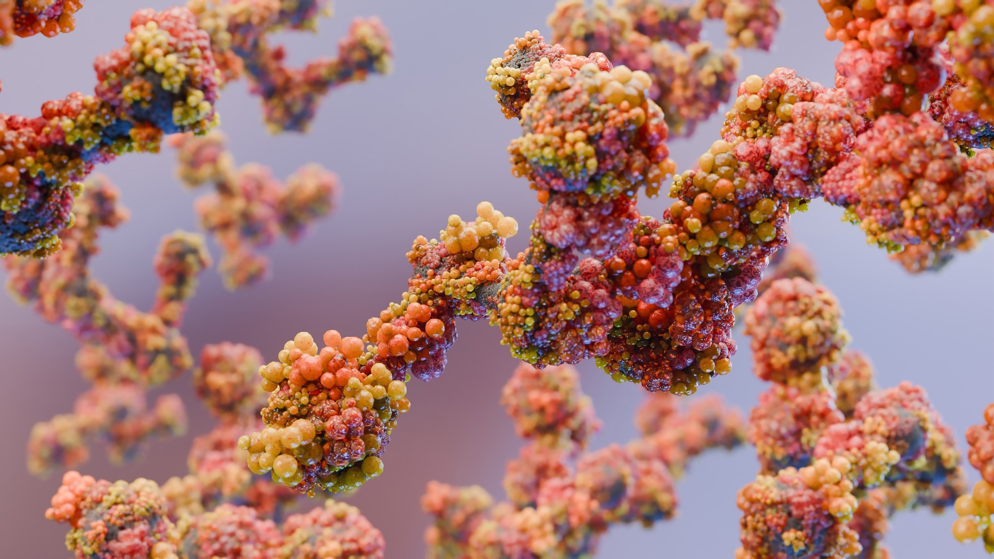 Chain of amino acids 3D rendering