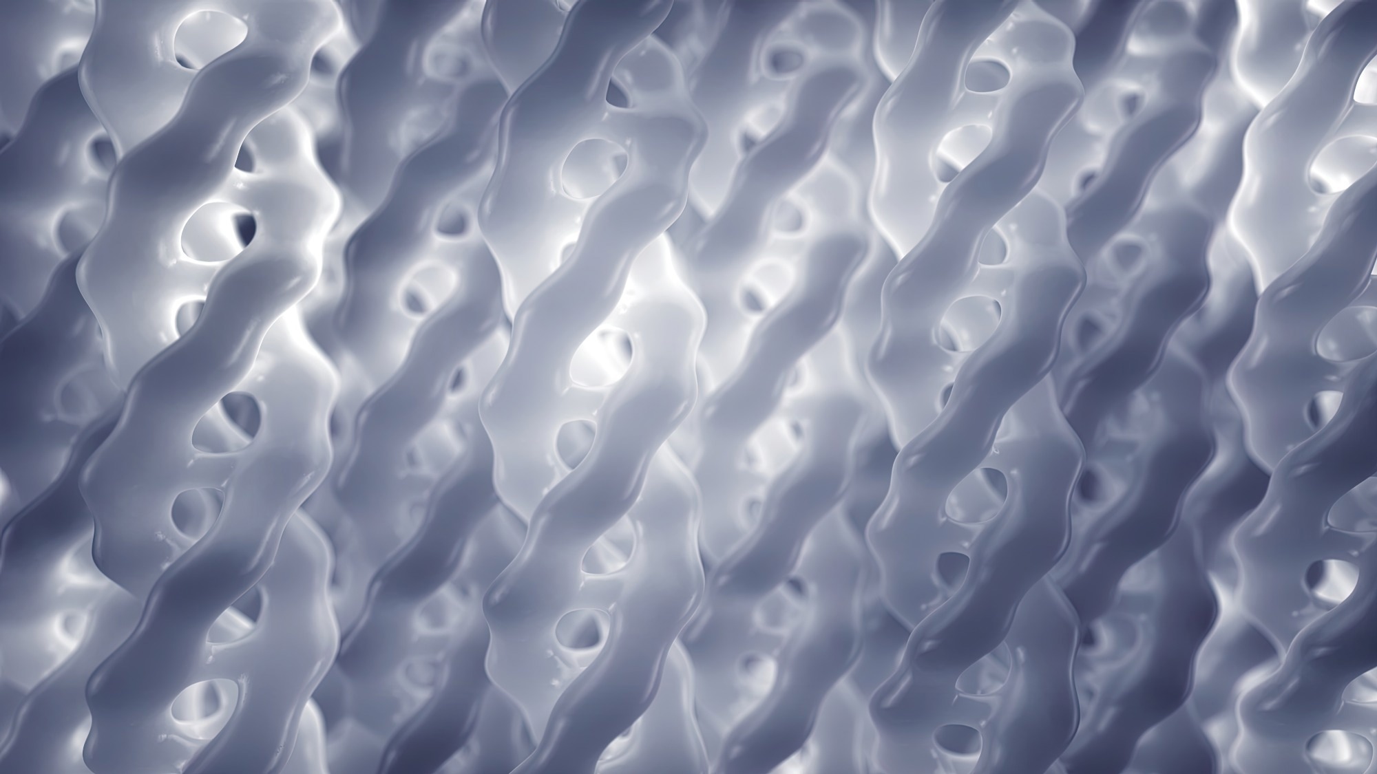 Triple helix collagen molecules (Tropocollagen) on white. Collagen fibril composed by Tropocollagen molecules. Collagen fiber structure 3d illustration concept