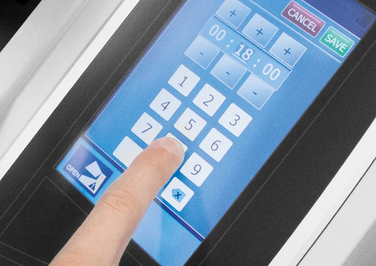 Operating the touchscreen.