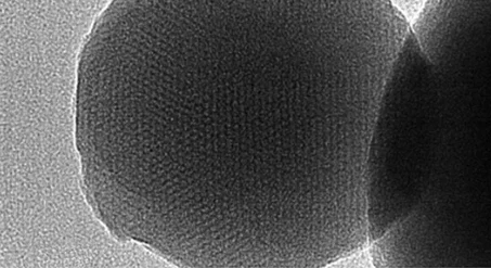 Mesoporous silica powder, accelerating voltage 120 kV, magnification x200,000