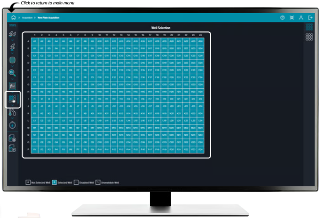 Select an entire plate or specific, individual wells.
