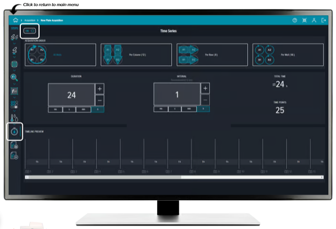 Set up a time-lapse series, comprising intermittent time-lapse, to generate movies and dynamic charts.