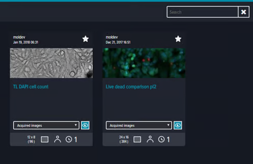 Previously run experiments stored in the system