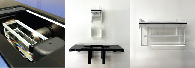 Easy-to-use sample holders were designed in collaboration with application specialists to allow for further customization during experiments.