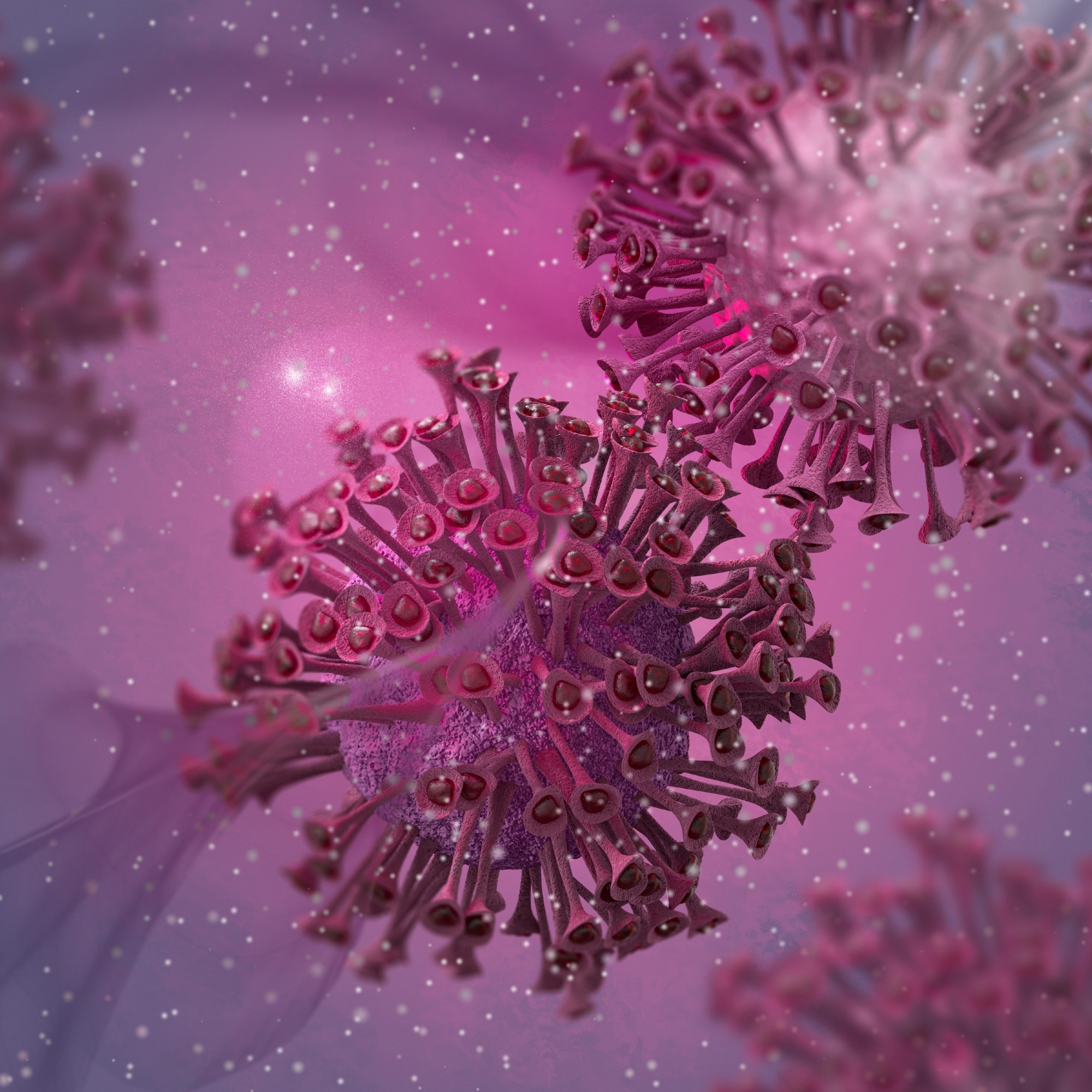 Medical background, Human betaherpesvirus 6A, HHV-6A, subfamily Betaherpesvirinae, genus Roseolovirus, pathogenic, 3D rendering