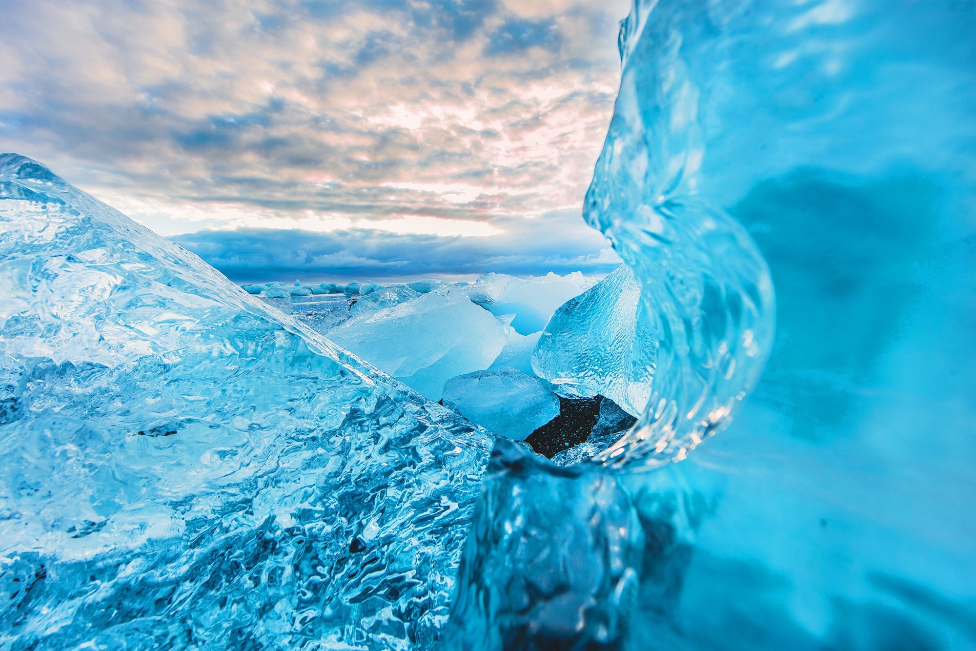 Big glacier iceberg in the middle of the sea