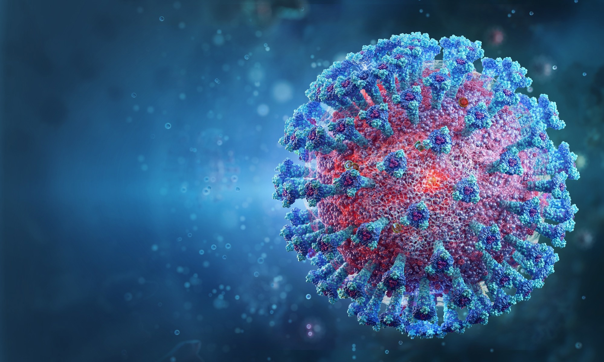 Coronavirus covid-19 infection cases rising in the US and Europe. Contagious covid 19 novel corona virus cell, coronavirus disease global outbreak, pandemic crisis 3D medical illustration background