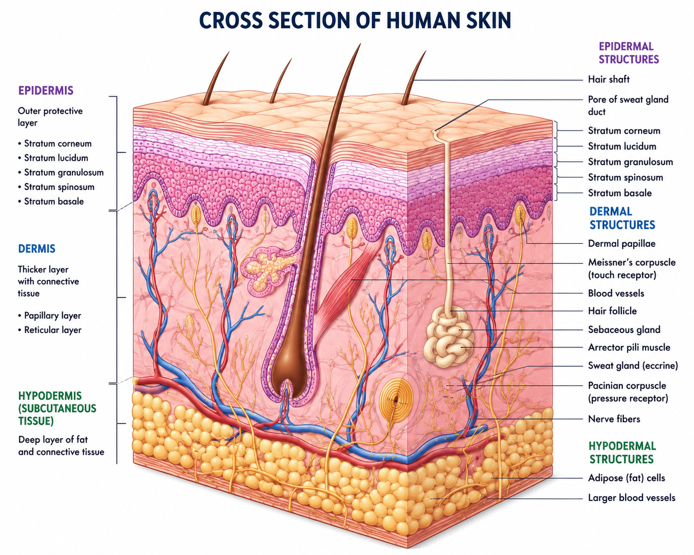 Cross section of human skin anatomy