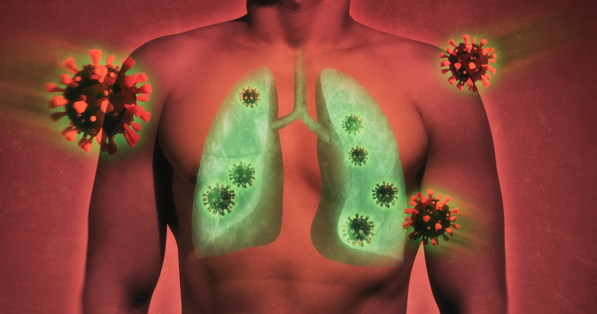 illustrative image of lung damage by coronavirus covid-19.