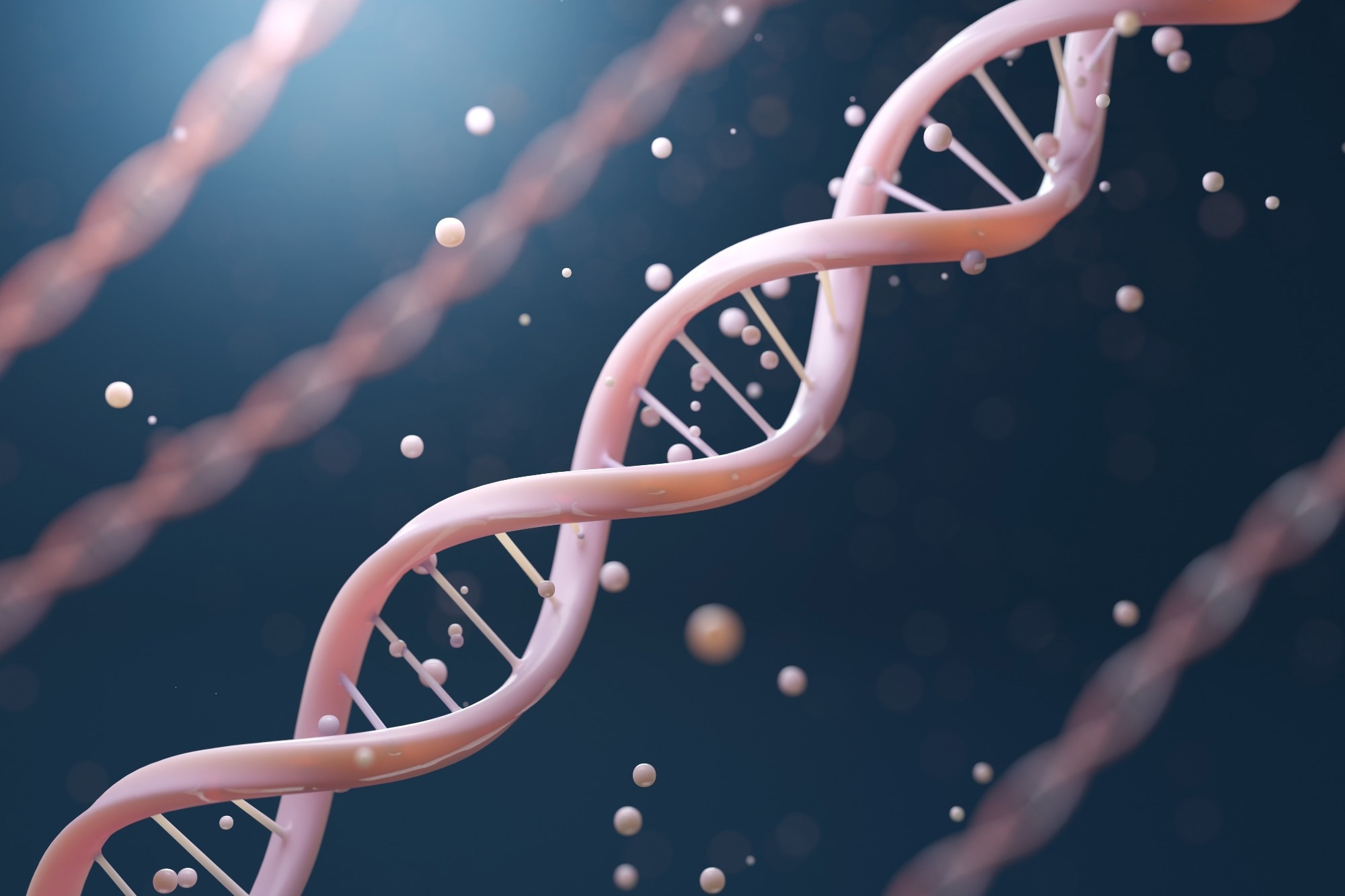 Pink DNA double helix