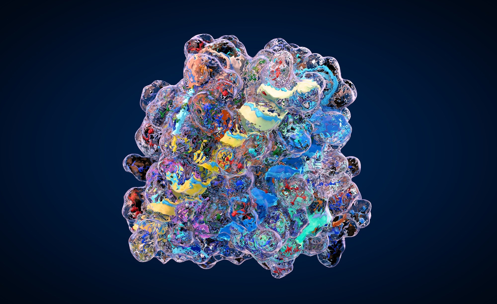 Colorful chain of amino acids 3D illustration