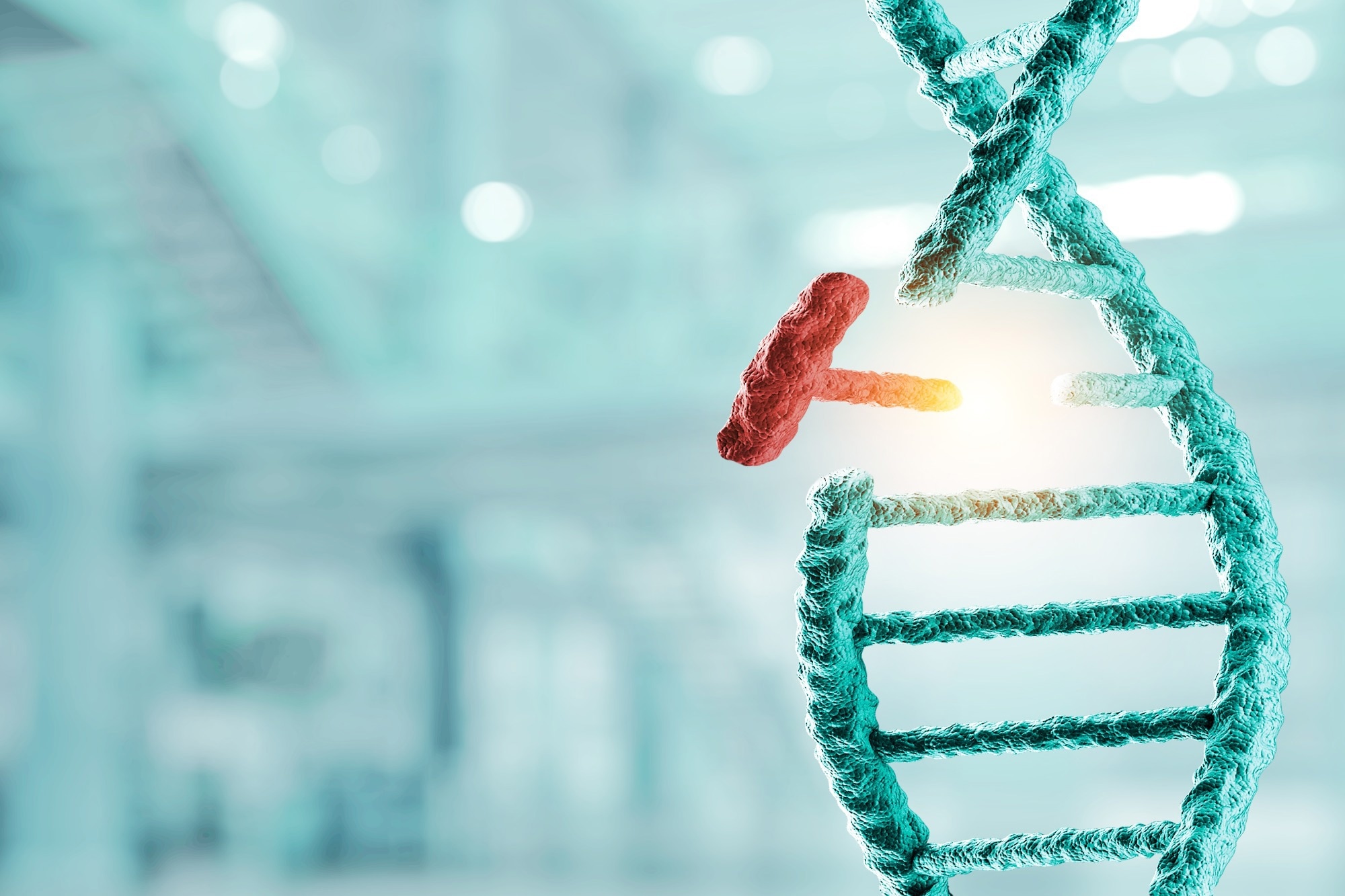 DNA technologies in science and medicine identifying single gene. 3D illustration