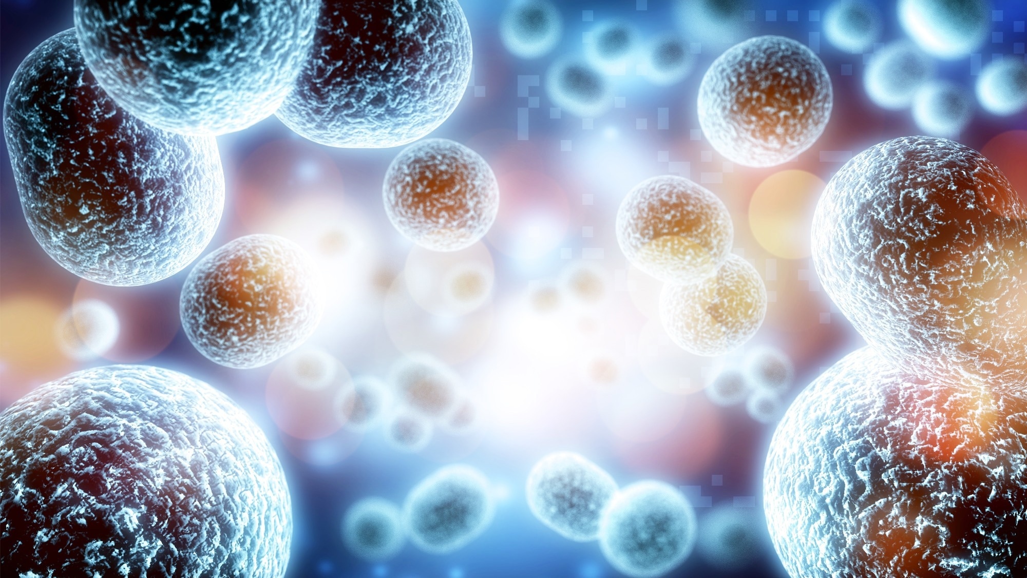 Close-up of small particles on light background. 3D illustration